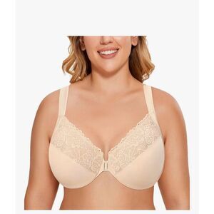 DELIMIRA Women's Plus Size Front Closure Underwire Lace Bra